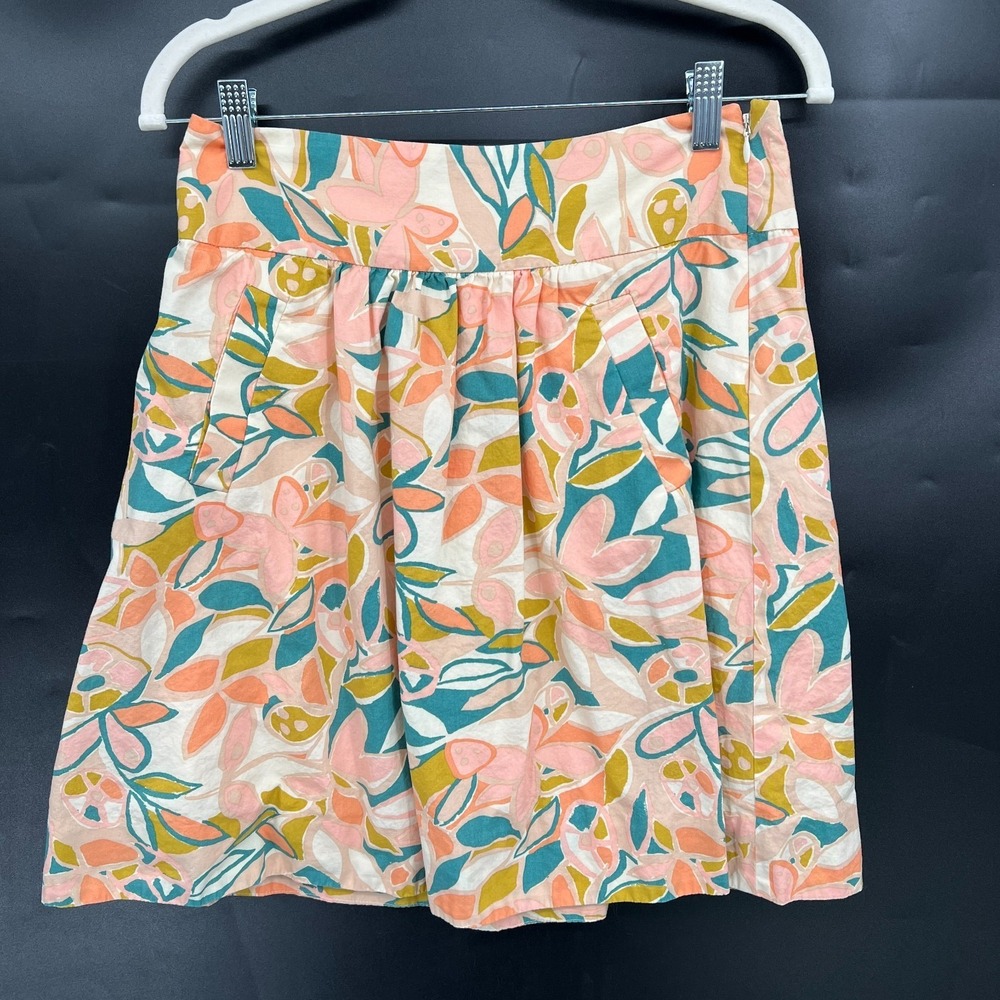 J. Crew Modern preppy vibrant Coastal A-line cotton retro patio‎ skirt 0 26